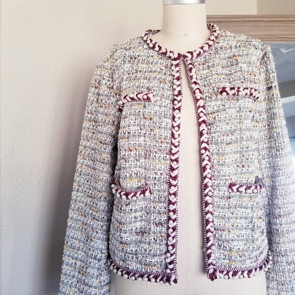 Luxury Brand Chanel-style Tweed and Pearl Blazer Jacket Small Sweater - Picture 16 of 16